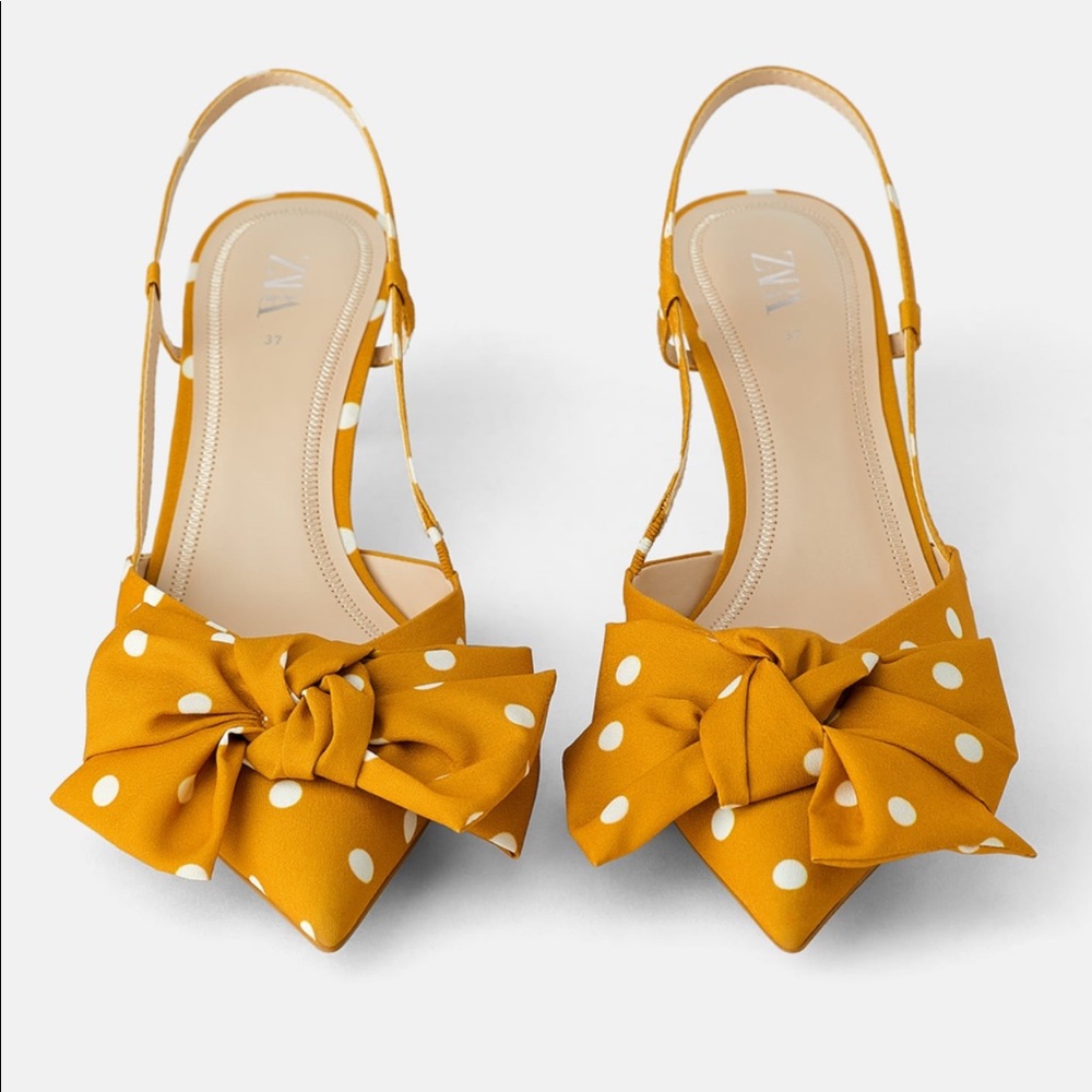 Zara polka dot kitten heels